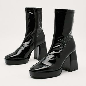 Nasty Gal patent platform sock boot